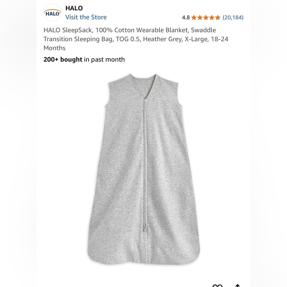 HALO SleepSack, 100% Cotton Wearable Blanket, Swaddle Transition Sleeping Sack